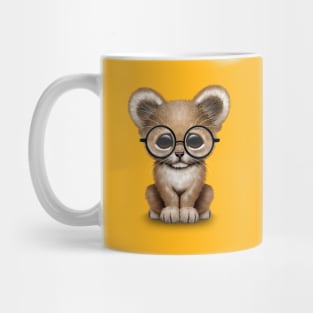 Cute Baby Lion Cub Wearing Glasses Mug